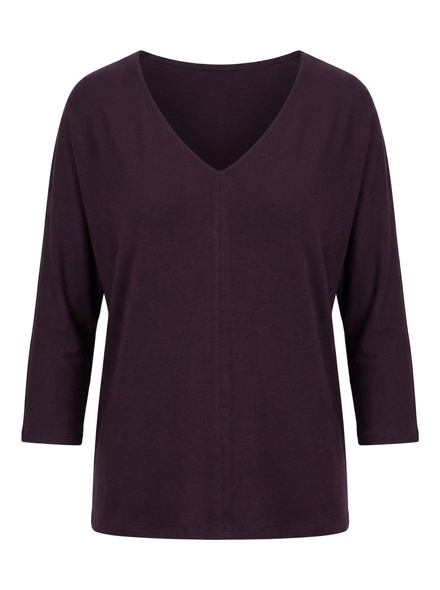 V-Neck Shirt Olia – Modal Jersey, Burgundy