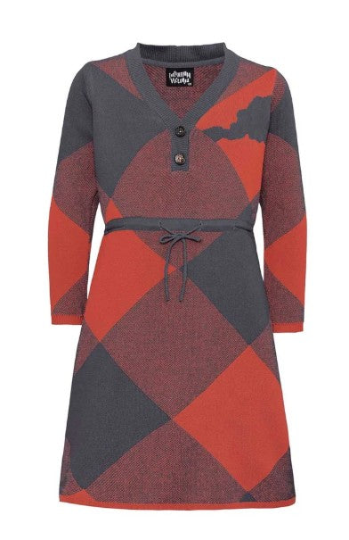 Grey and Orange Girls Sweater Dress