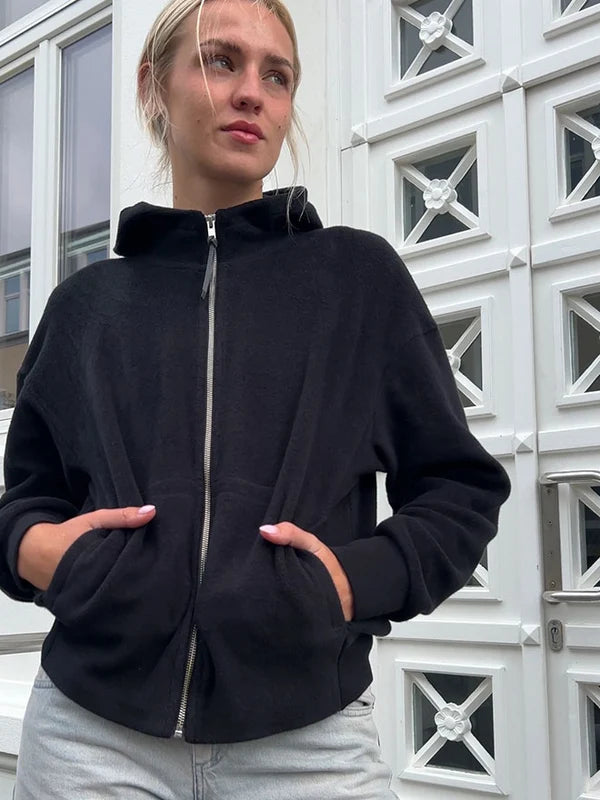 Fleece Jacket Liv – Hooded Organic Cotton Zip Jacket