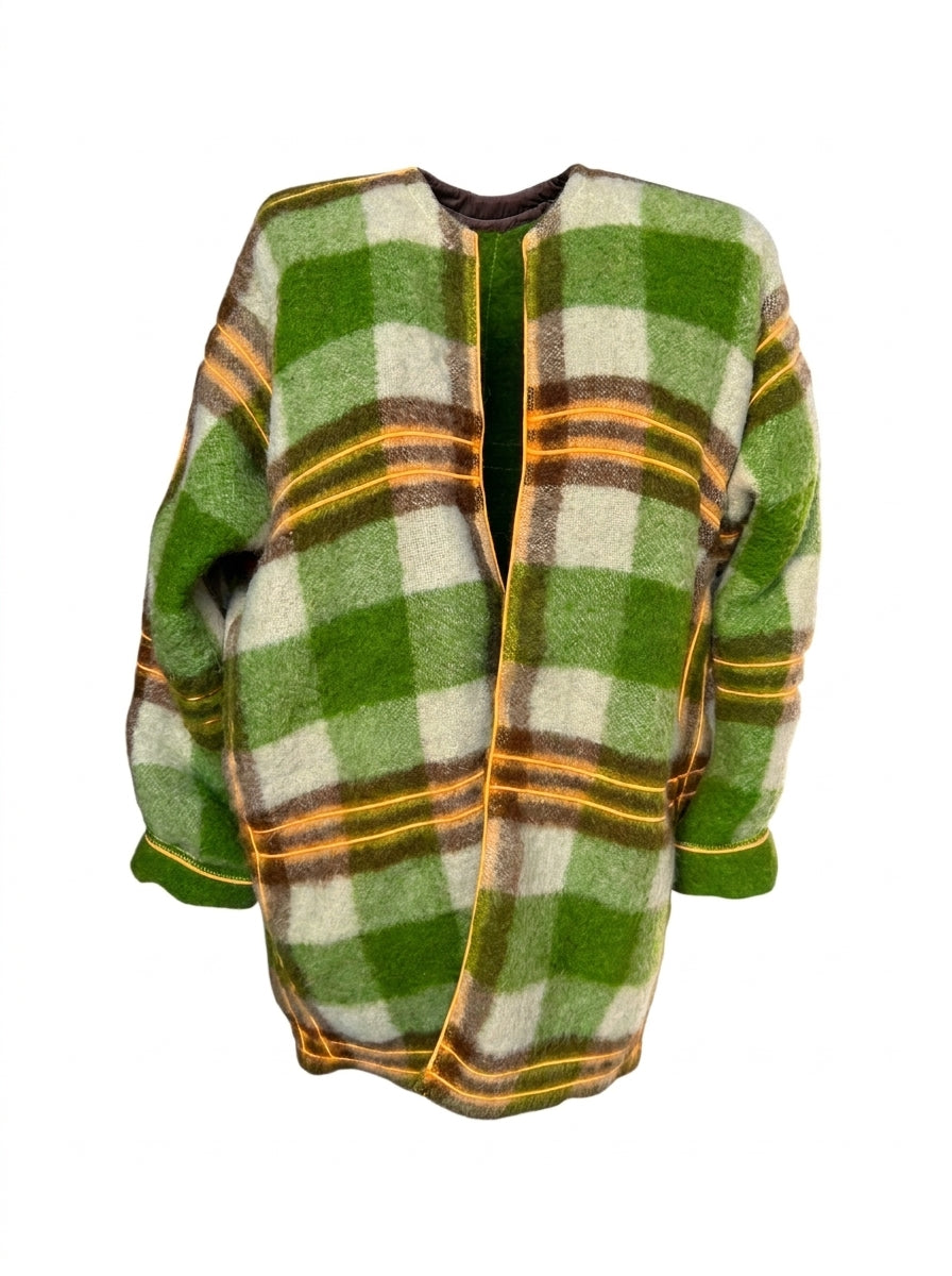 COSH! studio Wunderbar Boxy Green Upcycled Wool Green orange white
